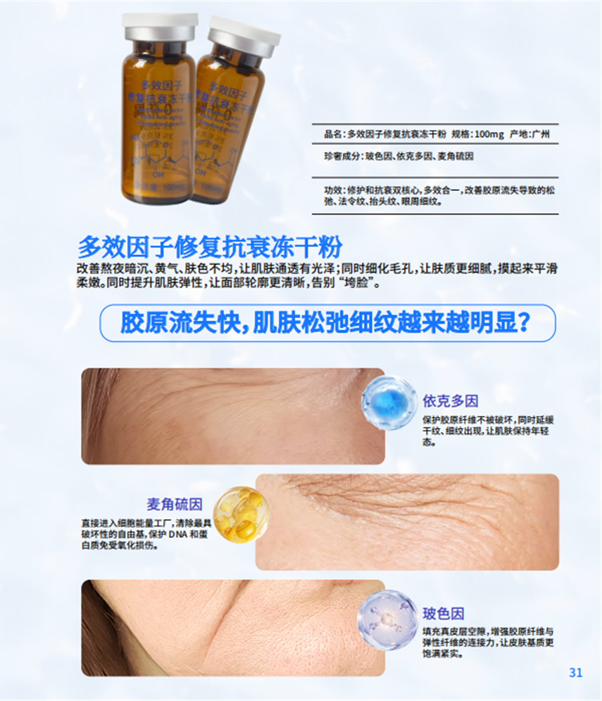 多效因子修复抗衰冻干粉产品成分与护理功效